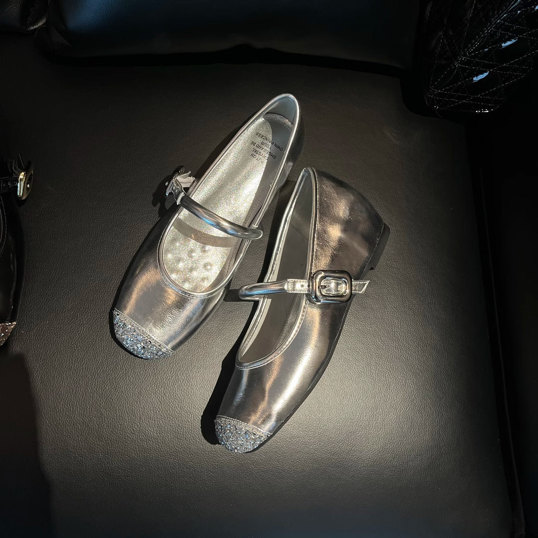 Damen elegante Ballerinas mit funkelnden Akzenten und komfortablem Blockabsatz Heidi Mode - Image 7