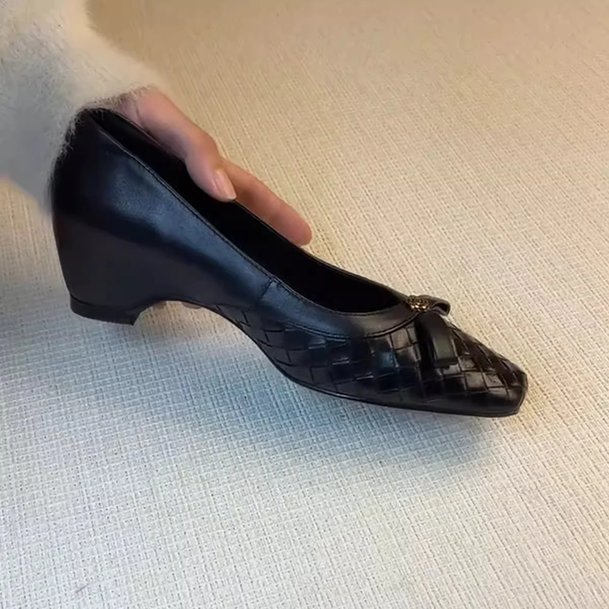 Damen elegante Ballerinas mit geflochtenem Design und modischem Schleifenakzent Heidi Mode - Image 4