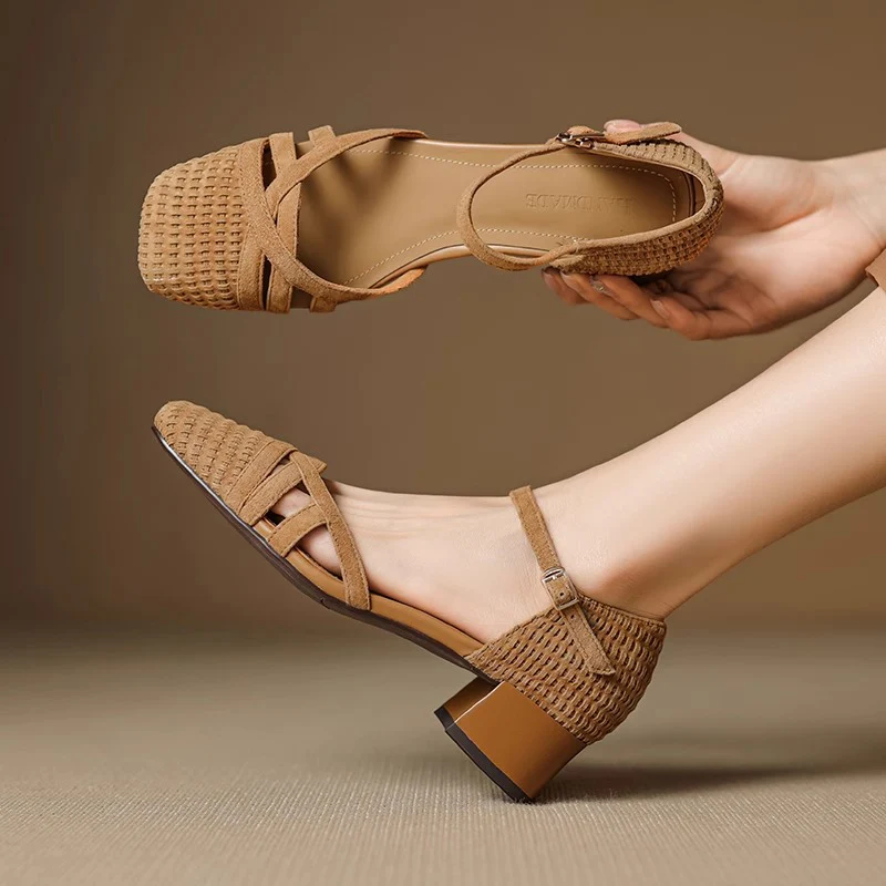 Damen Elegante Ballerinas mit geflochtener Struktur und verstellbarem Riemen Heidi Mode - Image 2