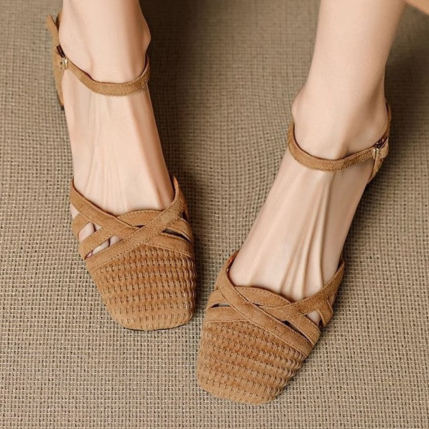 Damen Elegante Ballerinas mit geflochtener Struktur und verstellbarem Riemen Heidi Mode - Image 3