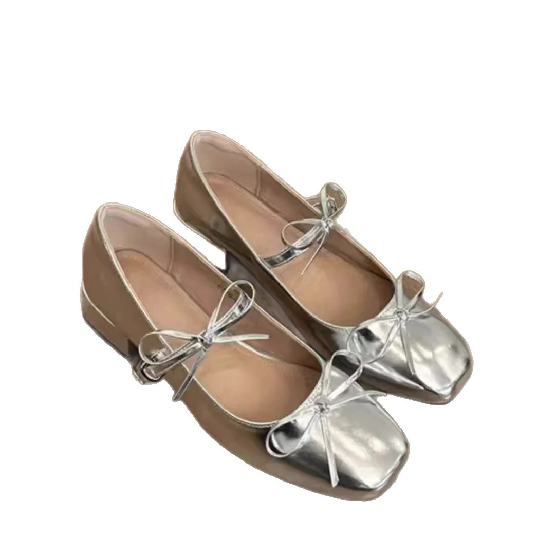 Damen elegante Ballerinas mit glänzender Oberfläche und niedlichem Schleifendetail Heidi Mode - Image 5
