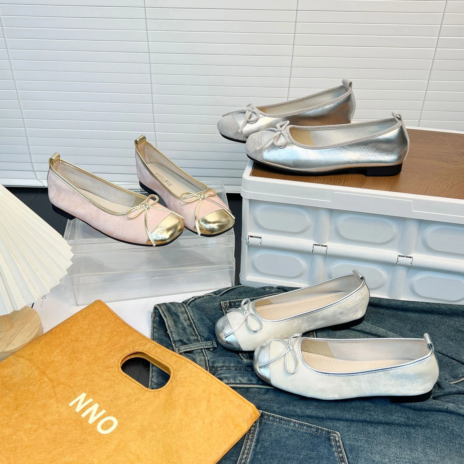 Damen Elegante Ballerinas mit hochwertiger Metallic-Oberfläche und modischem Schleifenakzent Heidi Mode - Image 4