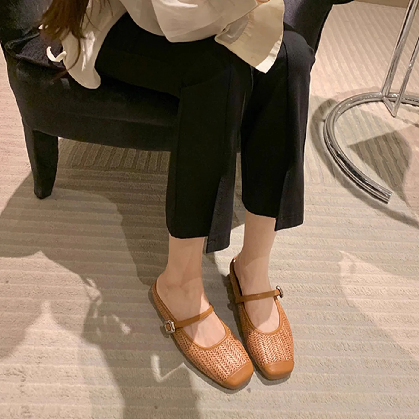 Damen Elegante Ballerinas mit modischem Riemchen und feiner Struktur Heidi Mode - Image 3
