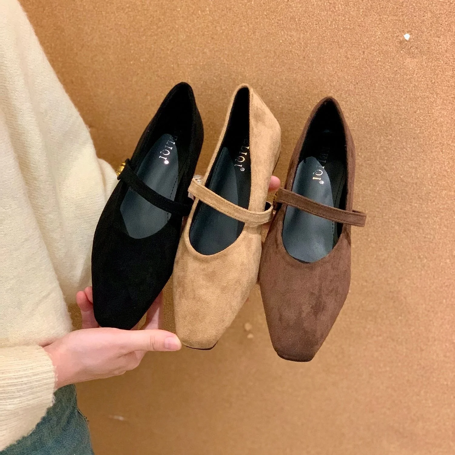 Damen elegante Ballerinas mit modischem Riemchen und hochwertigem Veloursleder Heidi Mode - Image 3