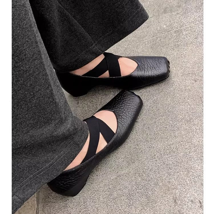 Damen elegante Ballerinas mit verstellbarem Riemen und hochwertiger Lederoberfläche Heidi Mode - Image 3