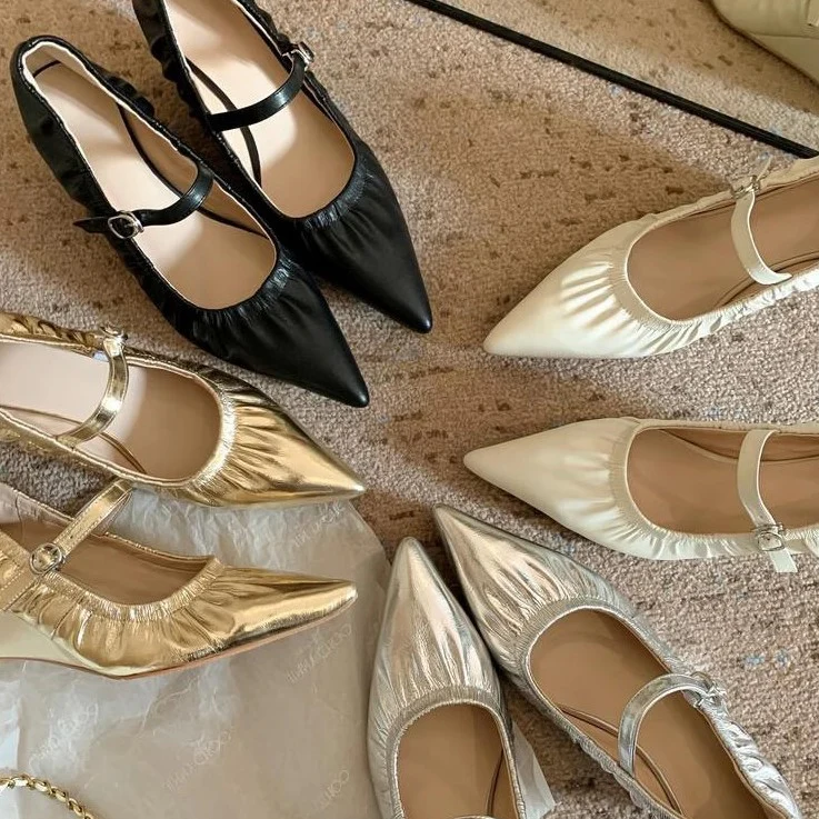 Damen elegante Ballerinas mit verstellbarem Riemen und hochwertiger Satin-Oberfläche Heidi Mode - Image 4