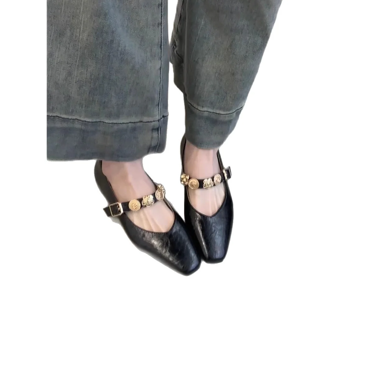 Damen elegante Ballerinas mit zartem Riemchen und luxuriösem Schmuckdetail Heidi Mode - Image 5