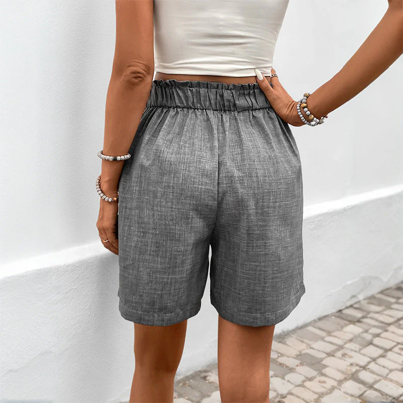 Damen Elegante Baumwoll-Shorts mit Hohem Bund und Falten Heidi-Mode - Image 13