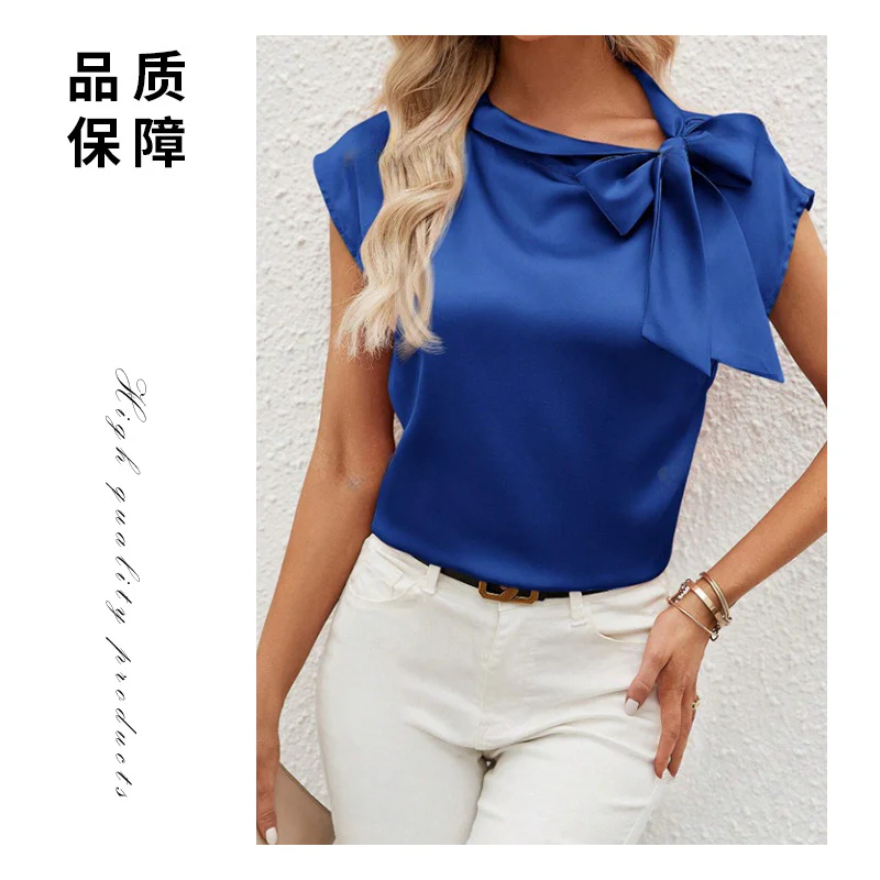 Damen elegante Bluse mit dekorativem Schleifen-Detail und schimmerndem Finish Heidi Mode - Image 3