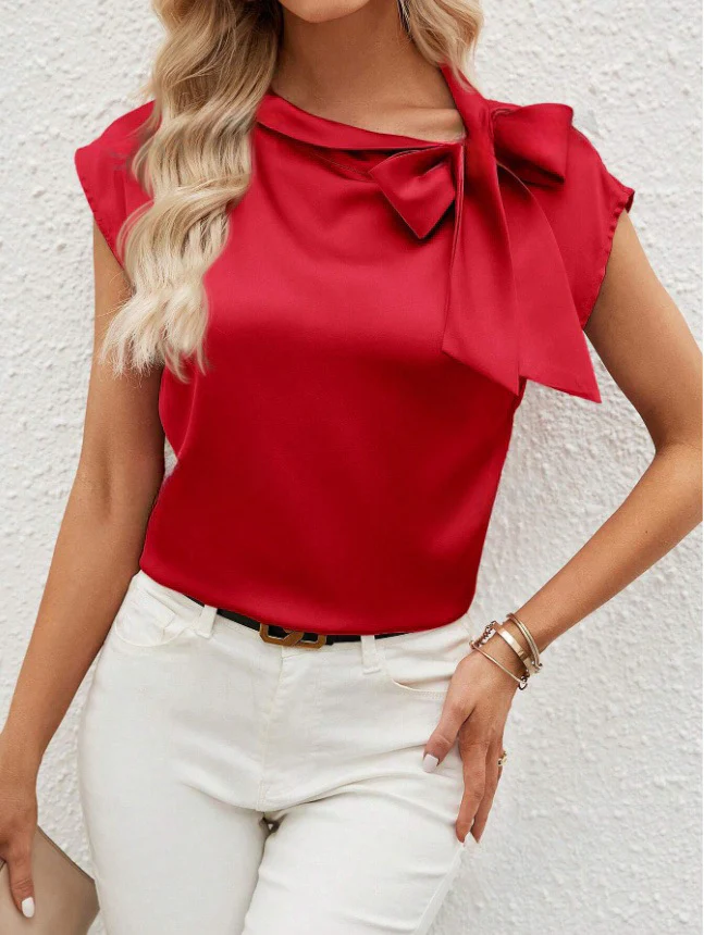 Damen elegante Bluse mit dekorativem Schleifen-Detail und schimmerndem Finish Heidi Mode - Image 9