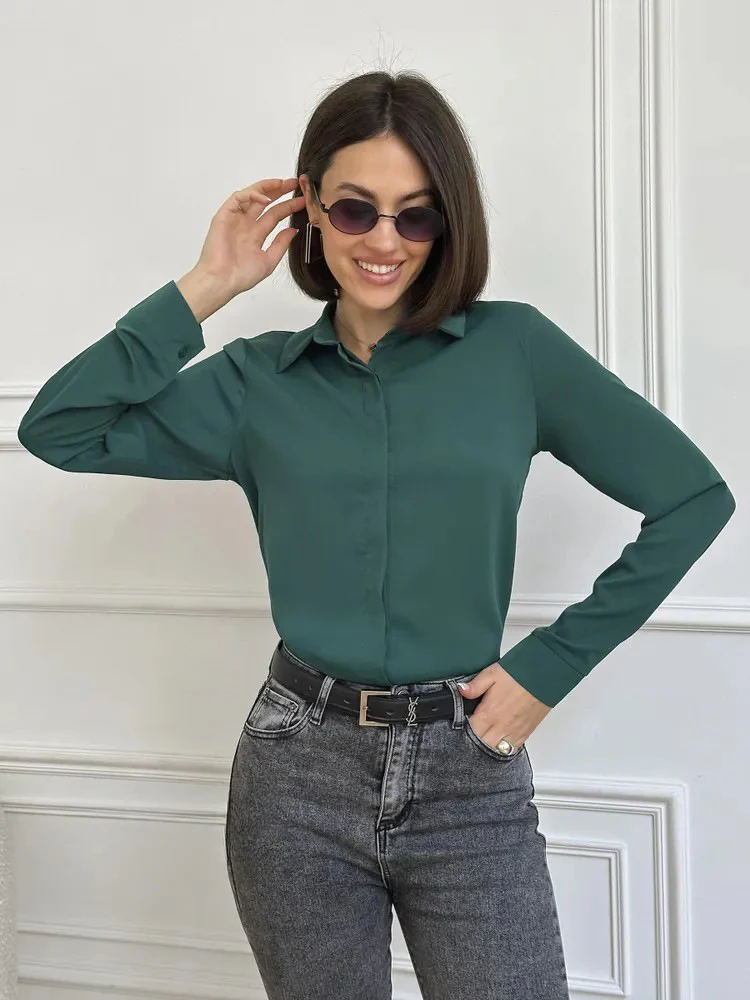 Damen Hemdbluse elegant mit luxuriösem Glanz - Image 13