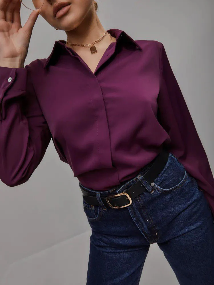 Damen Hemdbluse elegant mit luxuriösem Glanz - Image 5