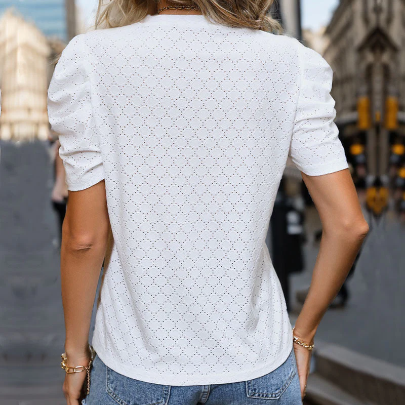 Damen Elegante Bluse mit Spitzendetails und Puffärmeln Heidi-Mode - Image 4