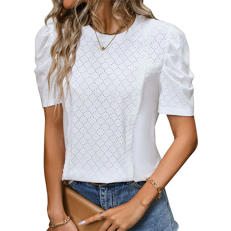 Damen Elegante Bluse mit Spitzendetails und Puffärmeln Heidi-Mode - Image 5
