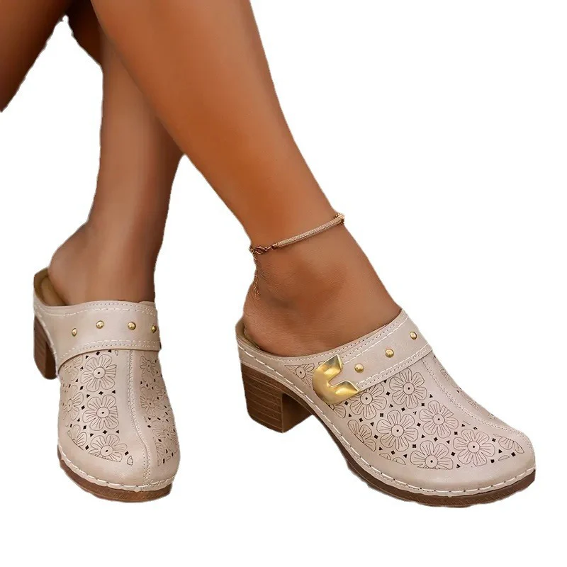 Damen elegante Clogs mit modischem Blumendesign und geschmackvoller Schnalle Heidi Mode - Image 5