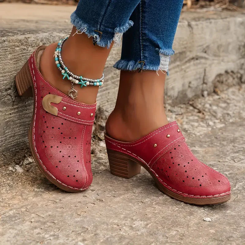 Damen elegante Clogs mit modischem Blumendesign und geschmackvoller Schnalle Heidi Mode - Image 7