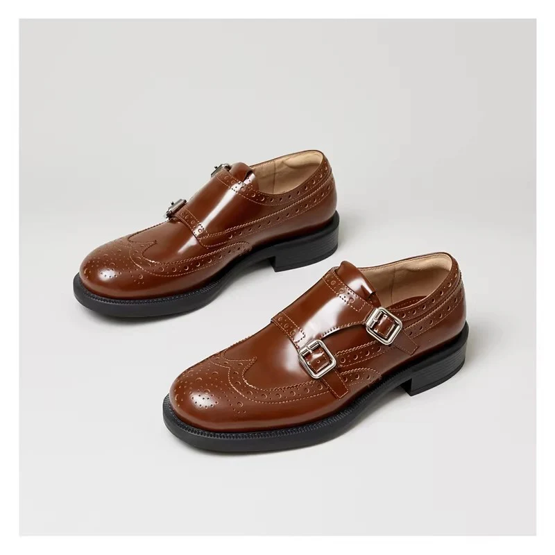 Damen elegante Doppelmonk-Schuhe mit dekorativen Perforierungen und edler Beschläge Heidi Mode - Image 3