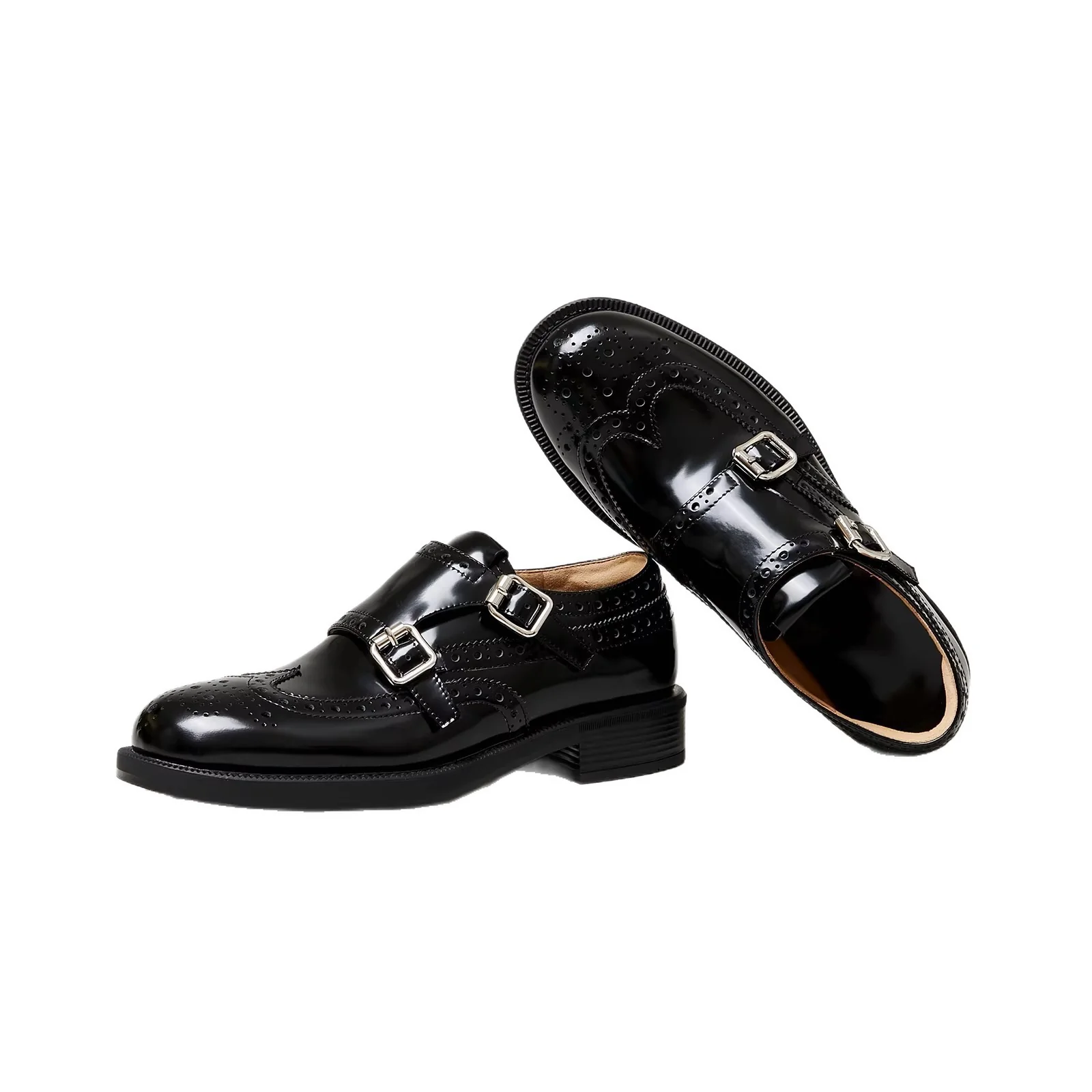 Damen elegante Doppelmonk-Schuhe mit dekorativen Perforierungen und edler Beschläge Heidi Mode - Image 5