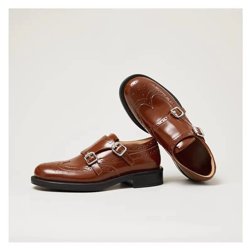 Damen elegante Doppelmonk-Schuhe mit dekorativen Perforierungen und edler Beschläge Heidi Mode - Image 6