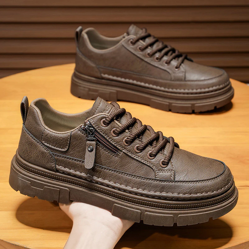 Damen Elegante Freizeit-Ledersneaker mit praktischem Reißverschluss und robustem Sohlenprofil Heidi Mode - Image 2