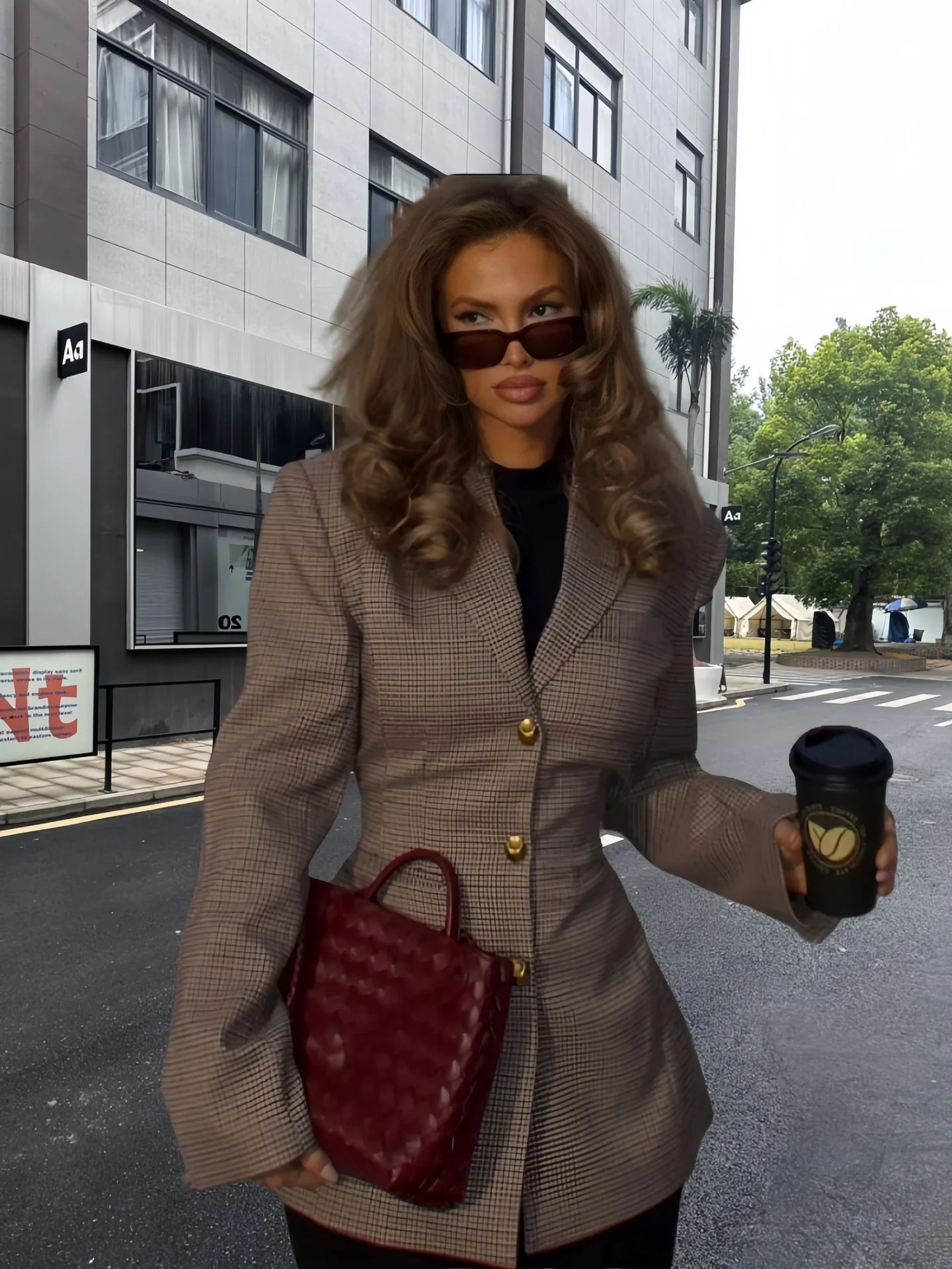 Damen Elegante Karojacke mit strukturiertem Schnitt und Goldknöpfen Heidi-Mode - Image 6
