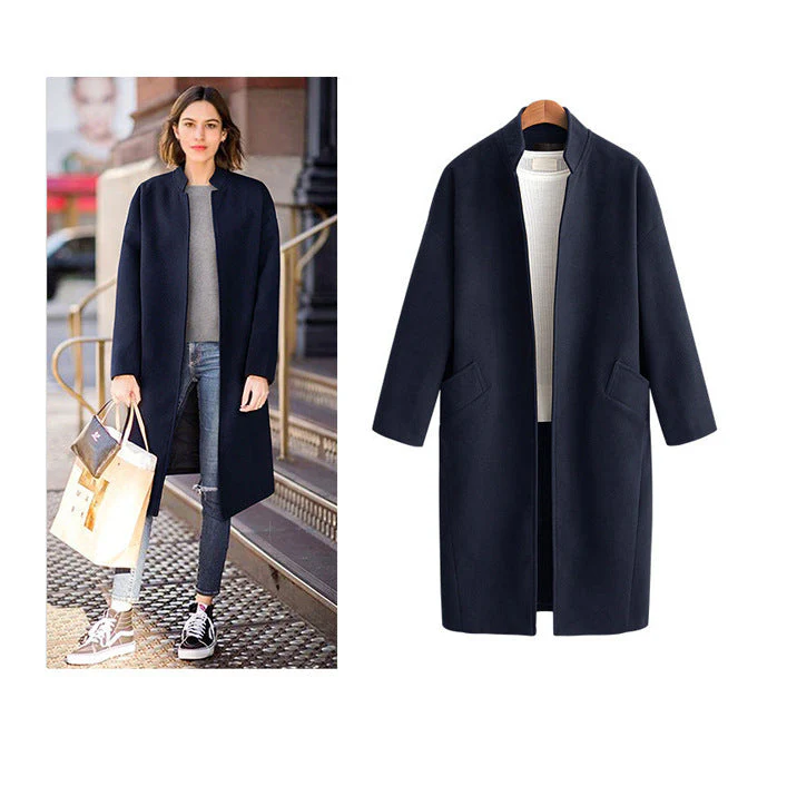 Damen Elegante Langjacke mit Lässigem Kragen und Praktischen Taschen Heidi-Mode - Image 2