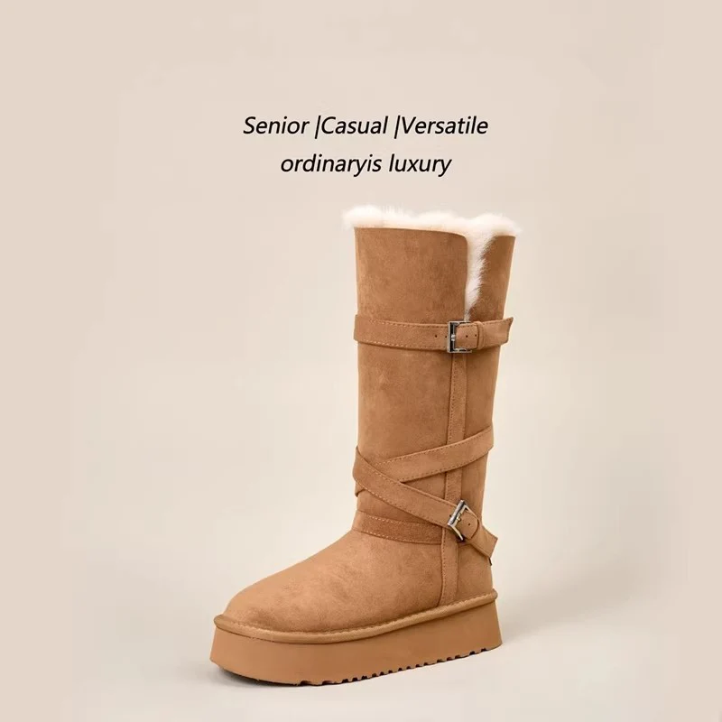 Damen elegante langschaft Stiefel mit verstellbaren Schnallen und rutschfester Sohle Heidi Mode - Image 3