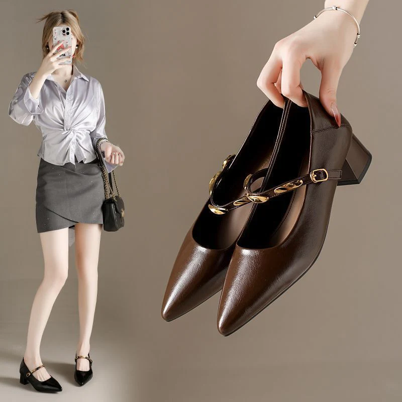 Damen elegante Lederpumps mit Blockabsatz Heidi Mode - Image 2