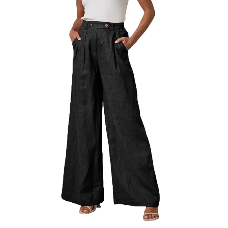Damen Leinenhose Damen elegant mit hohem Bund - Image 2