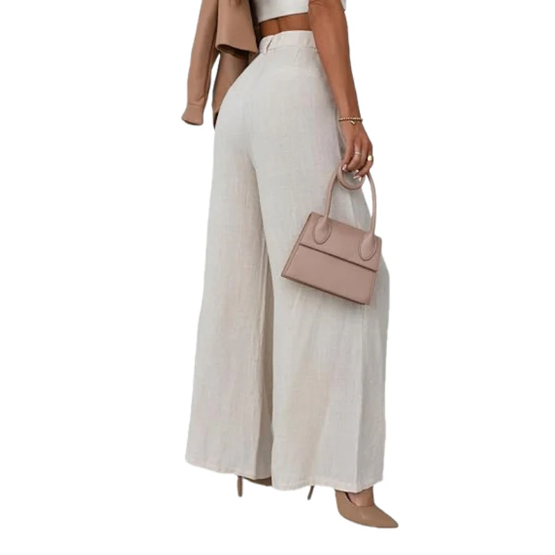 Damen Leinenhose Damen elegant mit hohem Bund - Image 4
