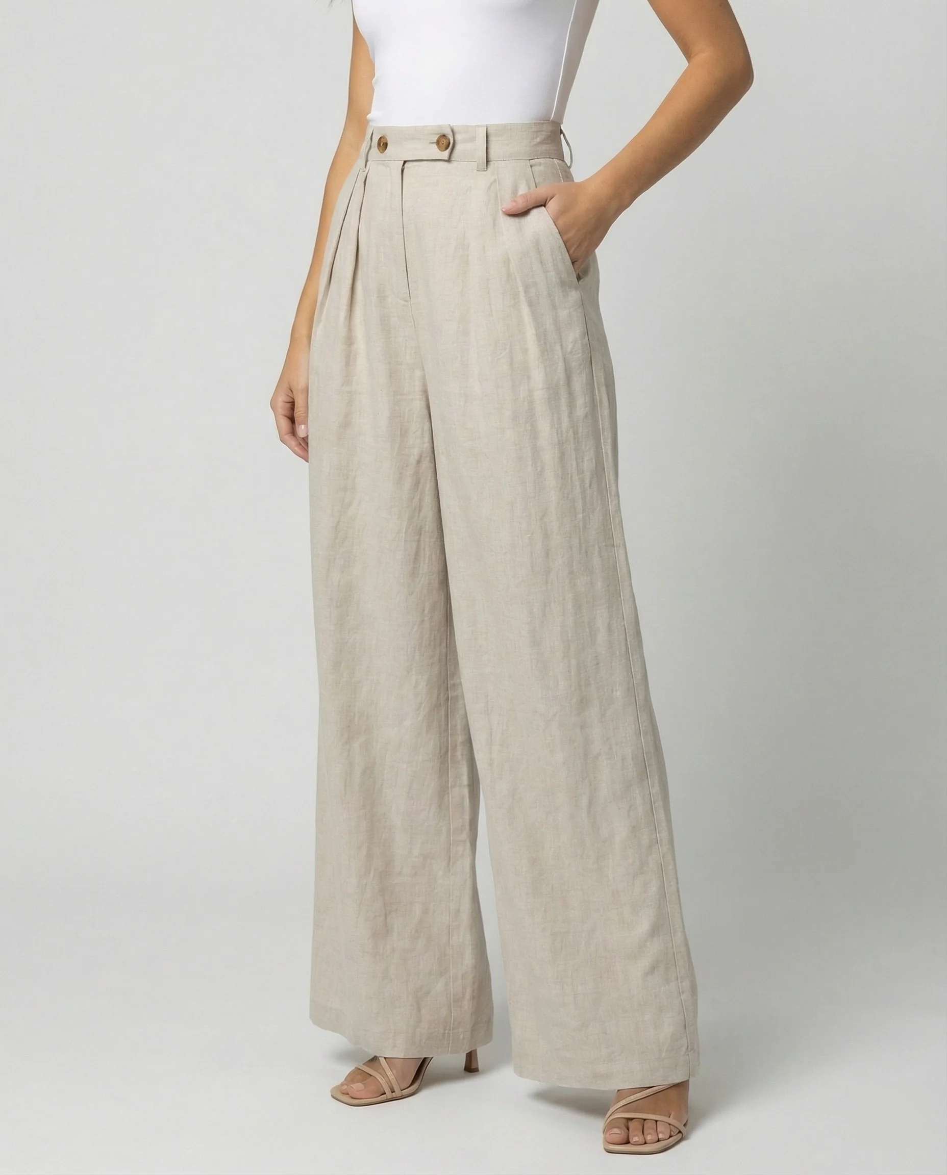 Damen Leinenhose Damen elegant mit hohem Bund - Image 6