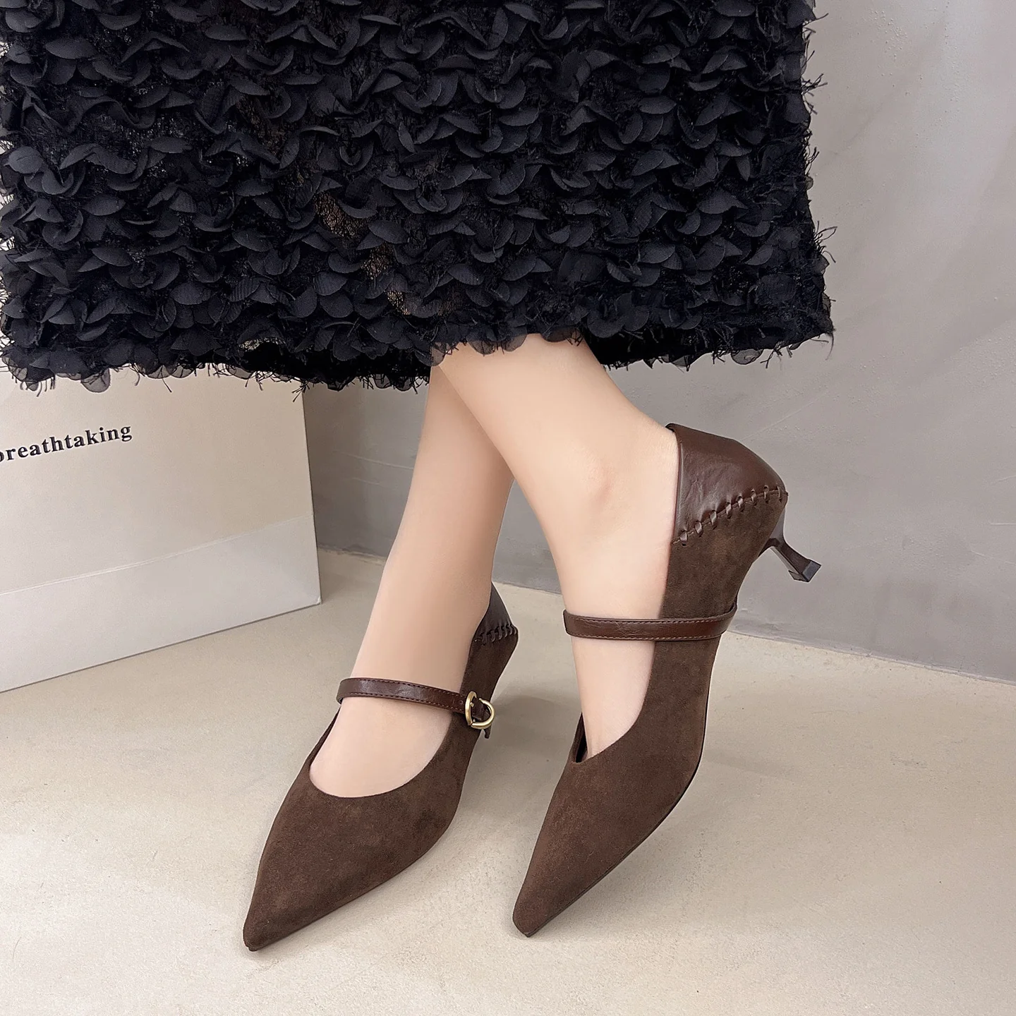 Damen elegante Mary Jane Pumps mit modischer Schnalle Heidi Mode - Image 3