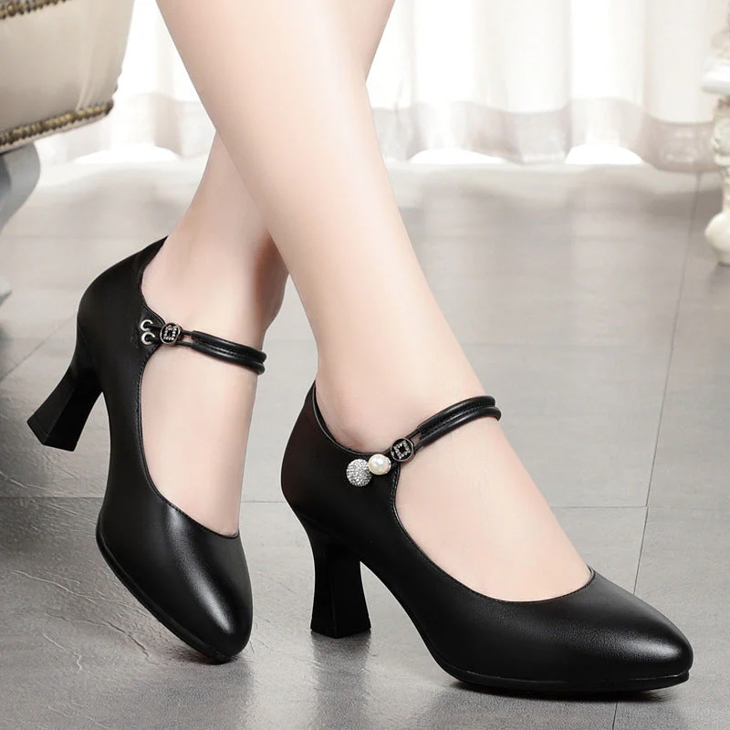 Damen Elegante Mary Jane Pumps mit Verzierten Riemchen und Komfortablem Blockabsatz Heidi-Mode - Image 2