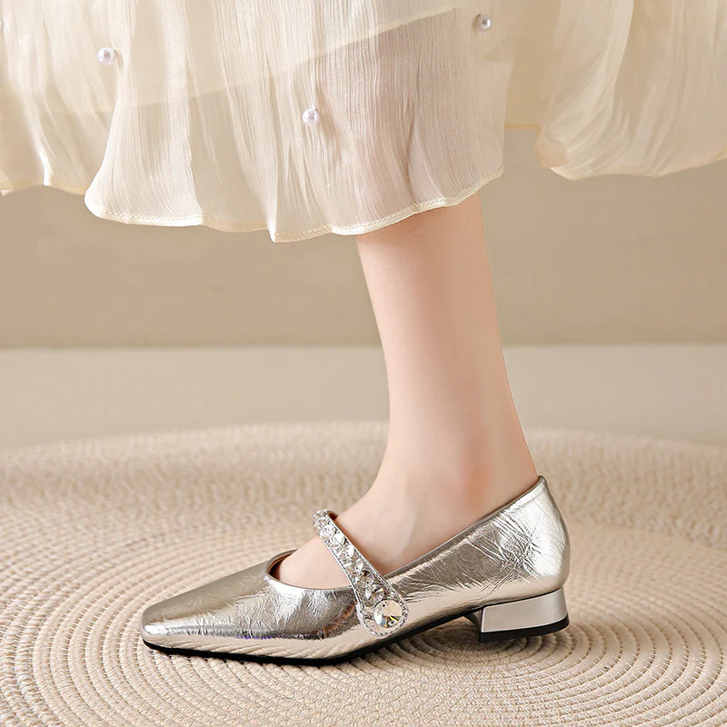 Damen elegante Mary Jane Schuhe mit modischem Riemen und funkelnden Applikationen Heidi Mode - Image 4