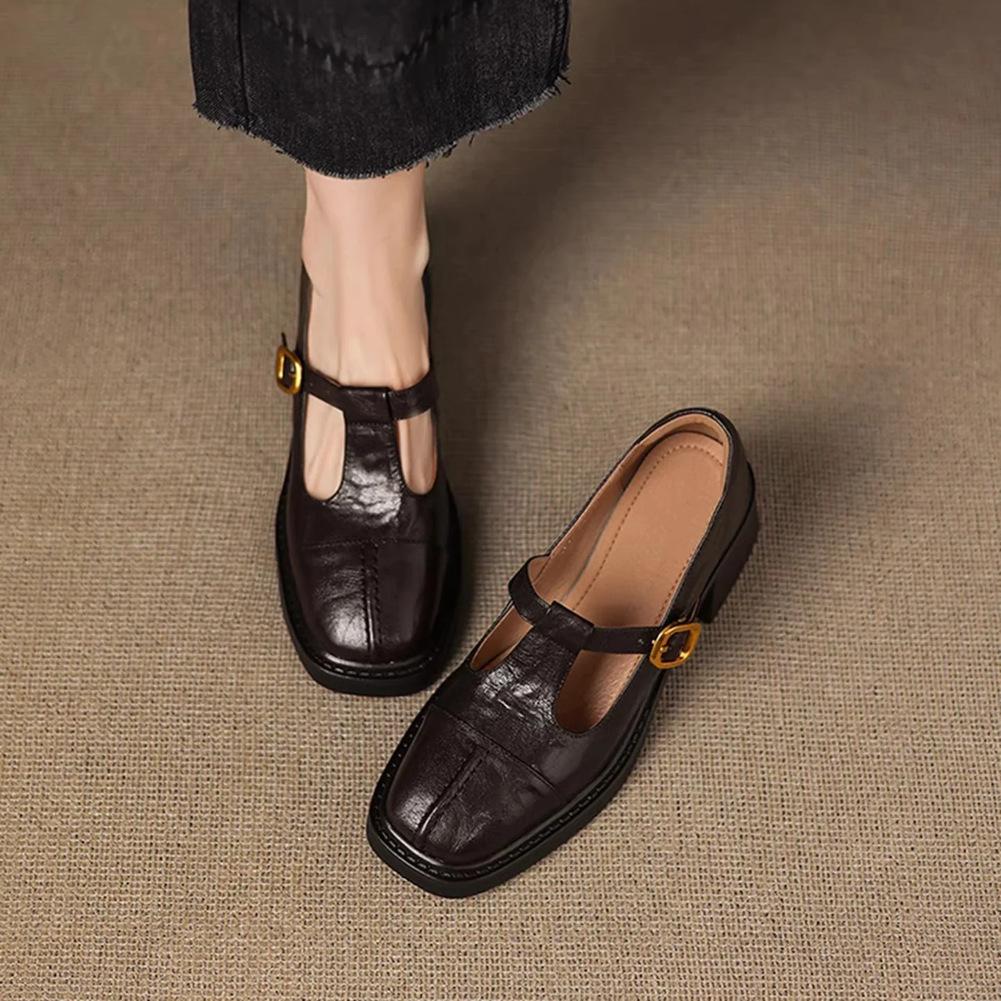 Damen elegante Mary Janes mit hochwertiger Lederoberfläche und komfortablem Blockabsatz Heidi Mode - Image 4