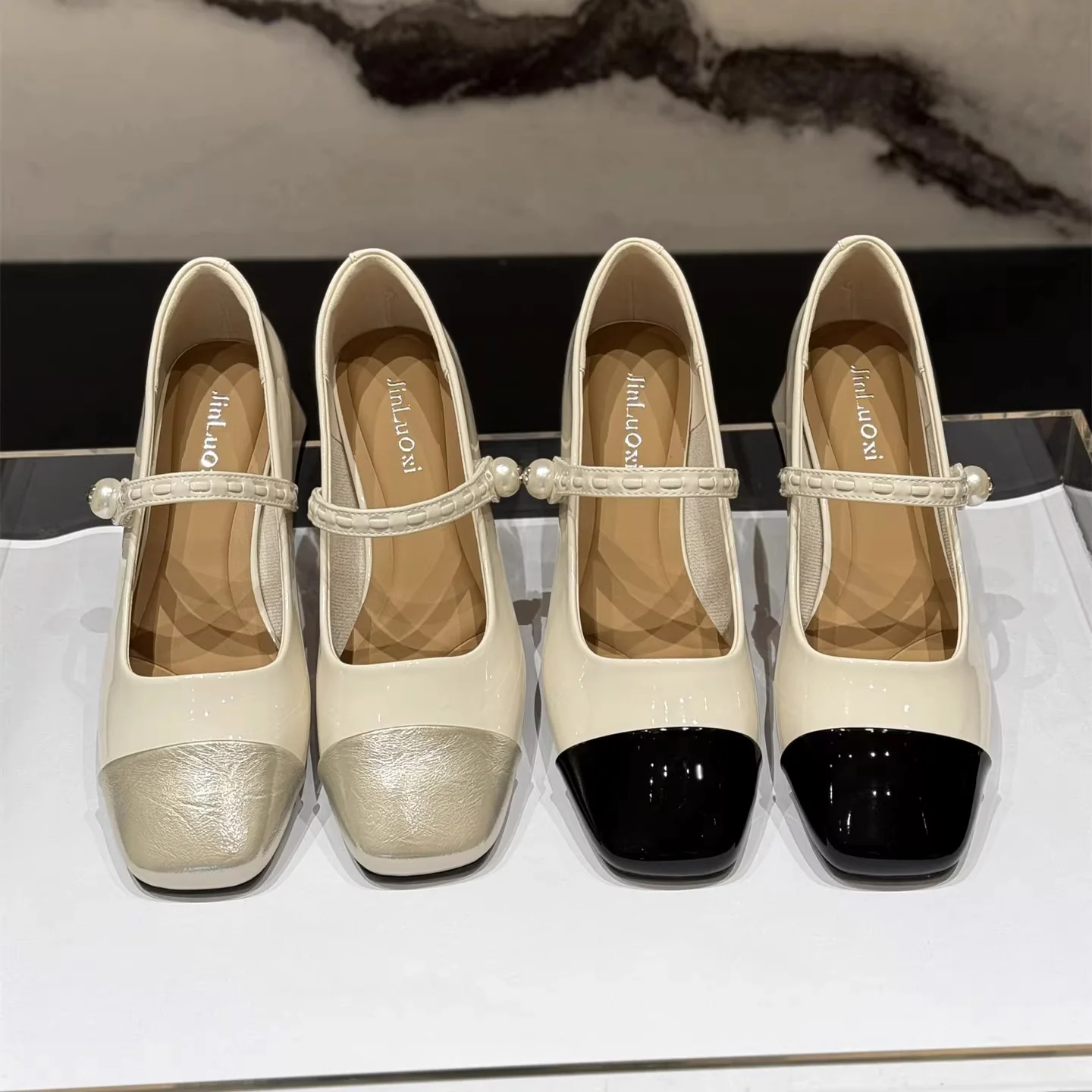 Damen elegante Mary Janes mit modischem Riemen und glänzender Vorderkappe Heidi Mode - Image 3