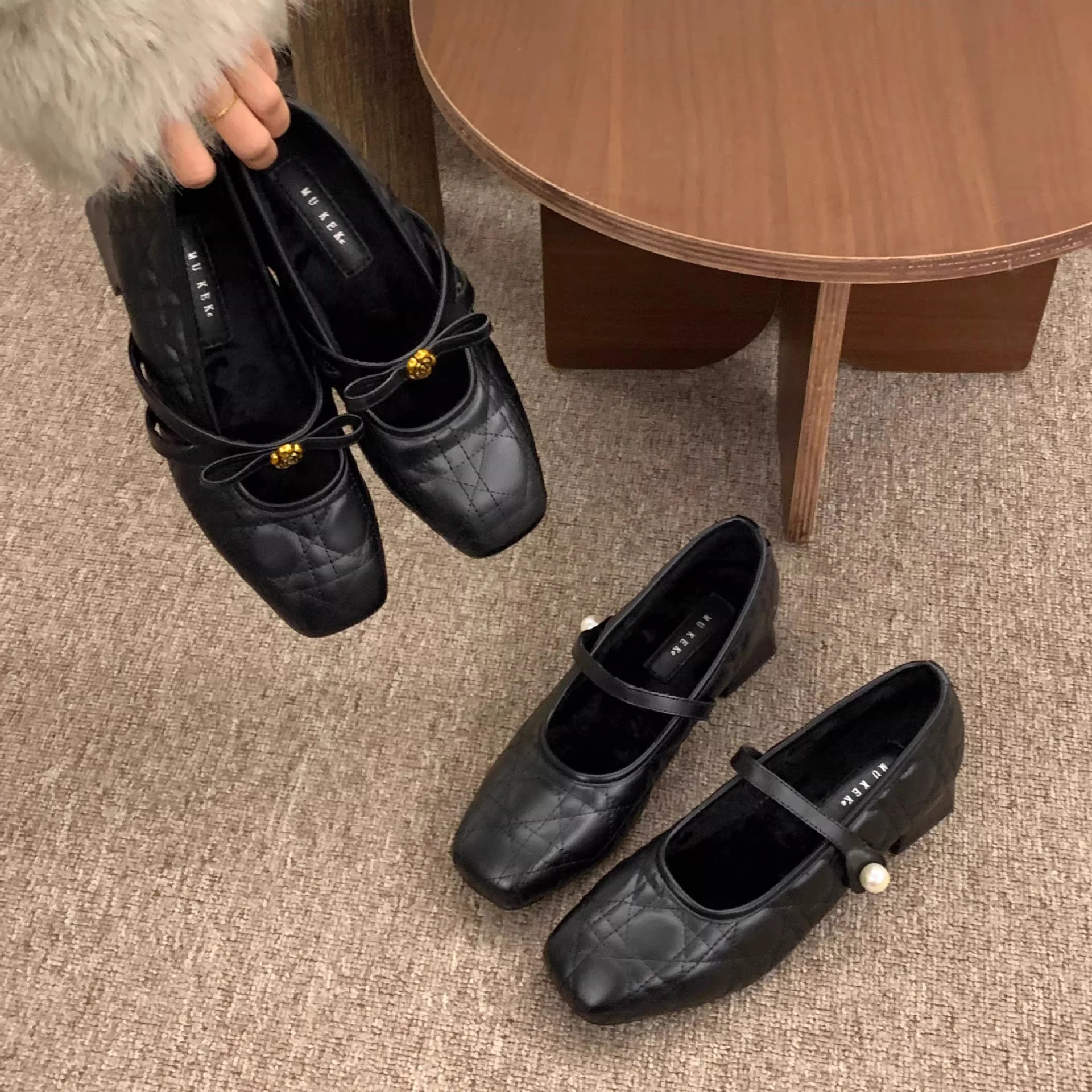 Damen elegante Mid-Heel Ballerinas mit dekorativen Riemen Heidi Mode - Image 2