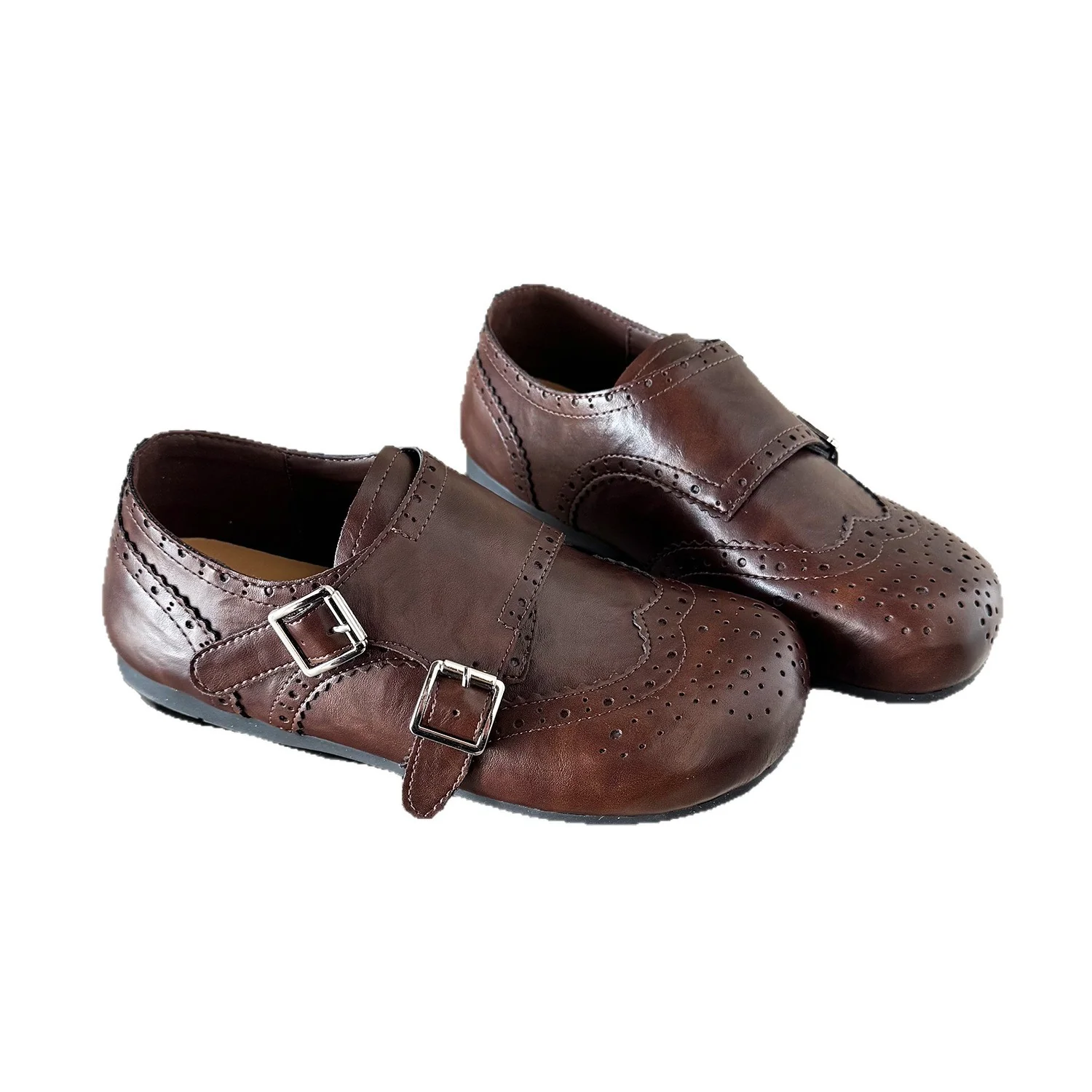 Damen Elegante Mokassins mit klassischem Broguemuster und dekorativen Doppelschnallen Heidi Mode - Image 5