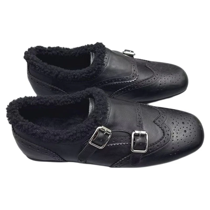 Damen elegante Mokassins mit warmem Fleecefutter und modischen Schnallen Heidi Mode - Image 5