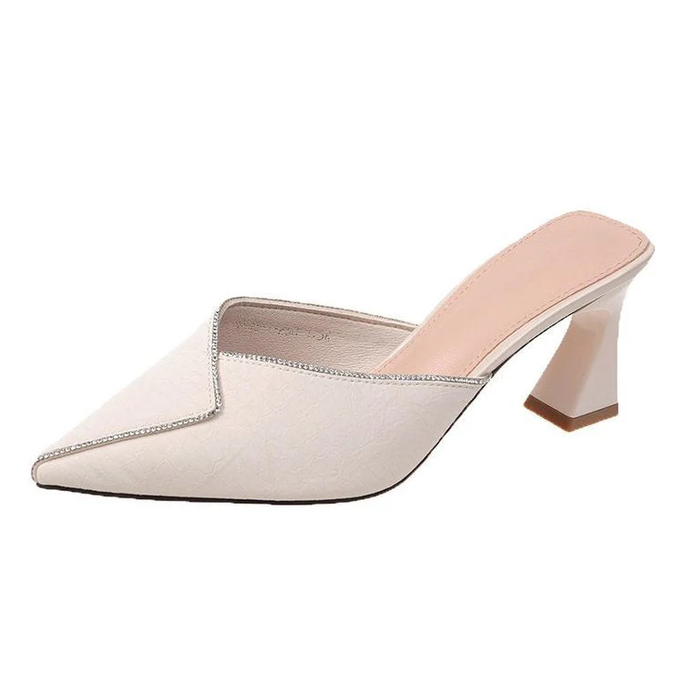 Damen Elegante Mules mit Spitzem Zehenbereich und Schickem Glanz Heidi-Mode - Image 6