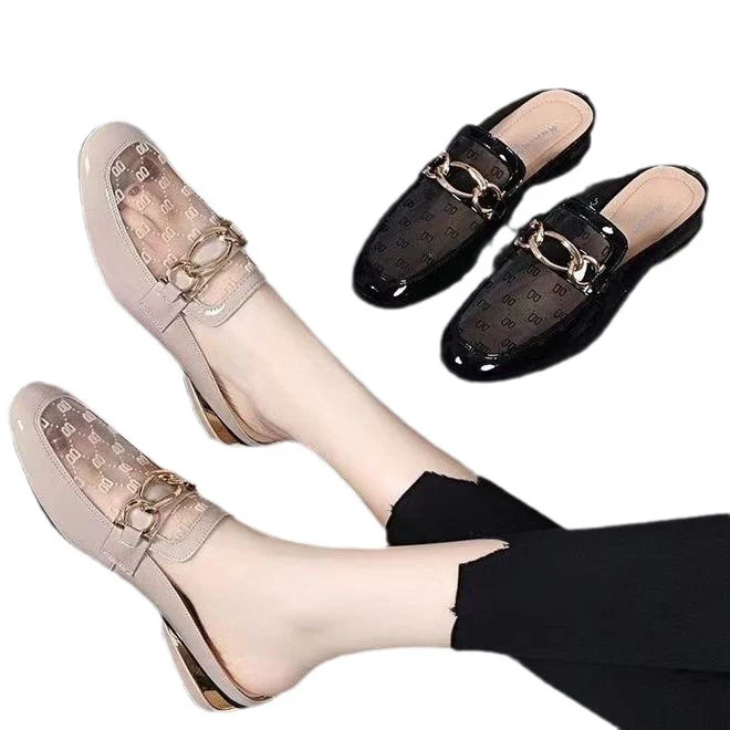 Damen elegante Mules mit transparentem Obermaterial und gildenen Akzenten Heidi Mode - Image 5