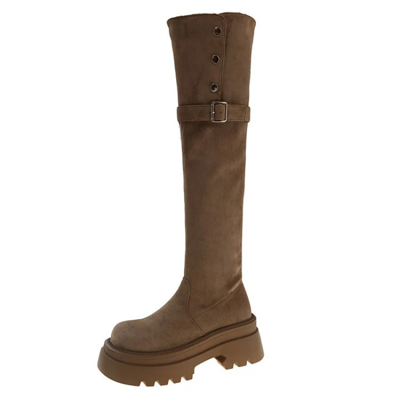 Damen Elegante Overknee-Stiefel mit modischem Riemen und Knopfdetails Heidi Mode - Image 7