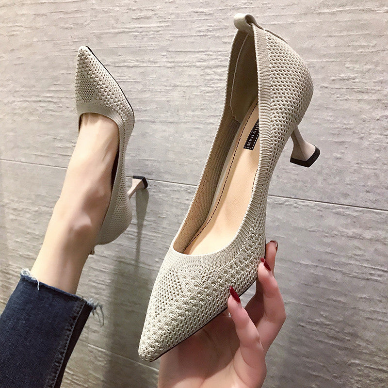 Damen Elegante Pumps mit Innovativem Strickdesign und Hohem Absatz Heidi-Mode - Image 3