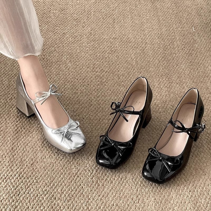 Damen Elegante Pumps mit zarter Schleifenverzierung und glitzernder Oberfläche Heidi Mode - Image 2