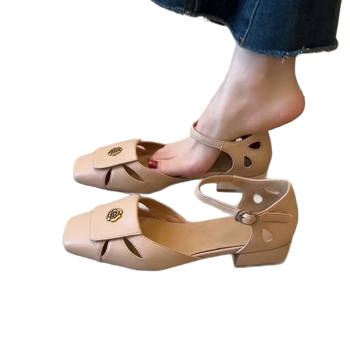Damen Elegante Riemchen-Pumps mit floralem Dekor und komfortablem Blockabsatz Heidi Mode - Image 5