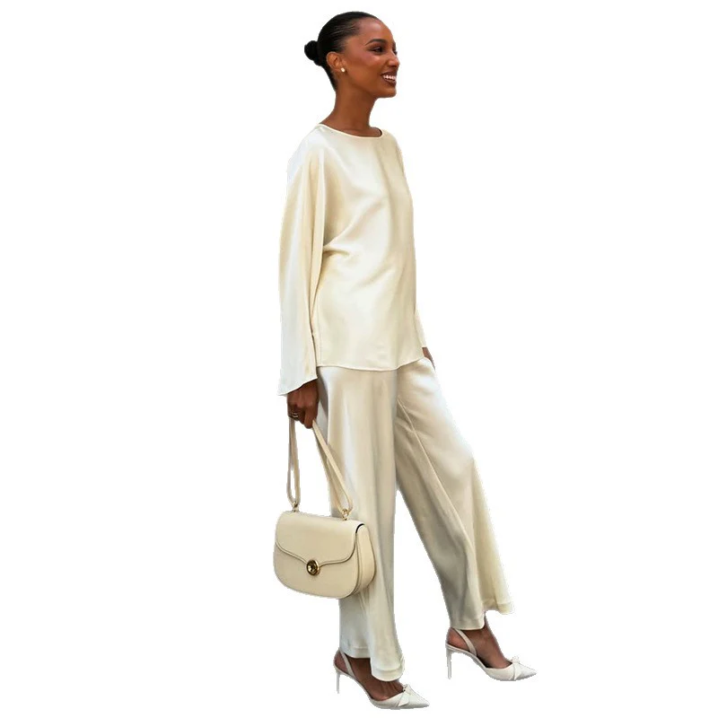 Damen elegante Satin-Loungewear-Kombination Heidi-Mode - Image 5