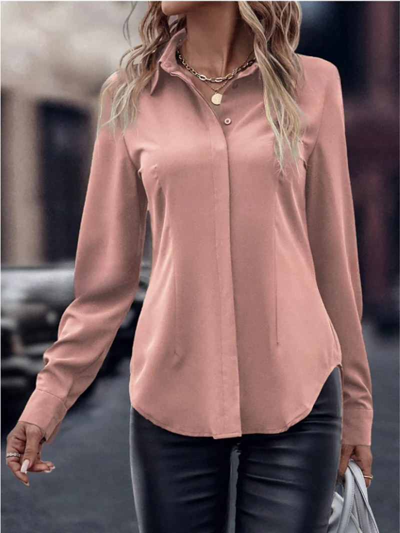 Damen elegante Satinbluse mit klassischem Kragen und zeitlosem Schnitt Heidi Mode - Image 11