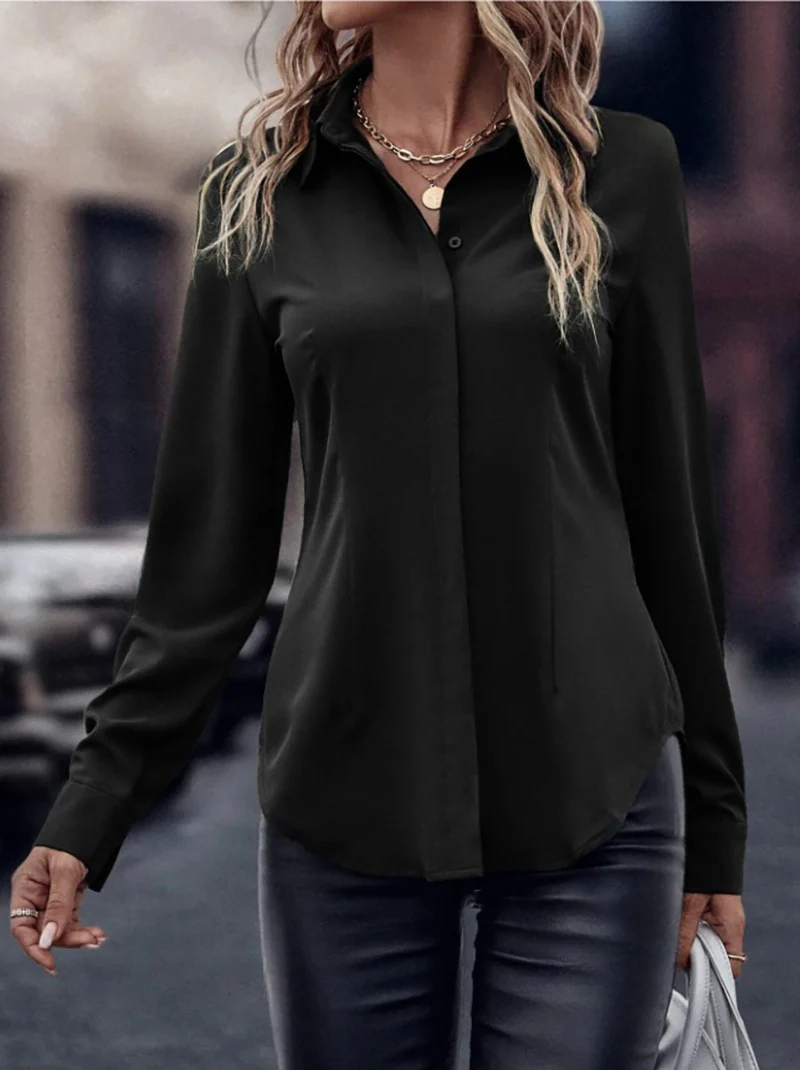Damen elegante Satinbluse mit klassischem Kragen und zeitlosem Schnitt Heidi Mode - Image 14