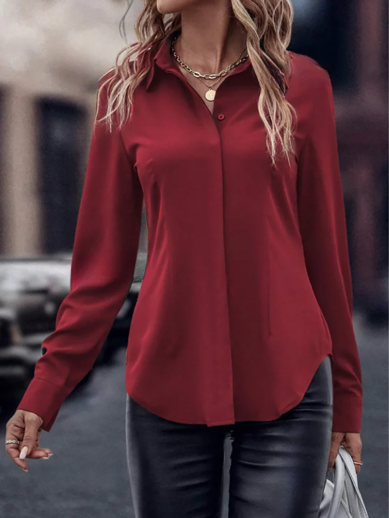 Damen elegante Satinbluse mit klassischem Kragen und zeitlosem Schnitt Heidi Mode - Image 15