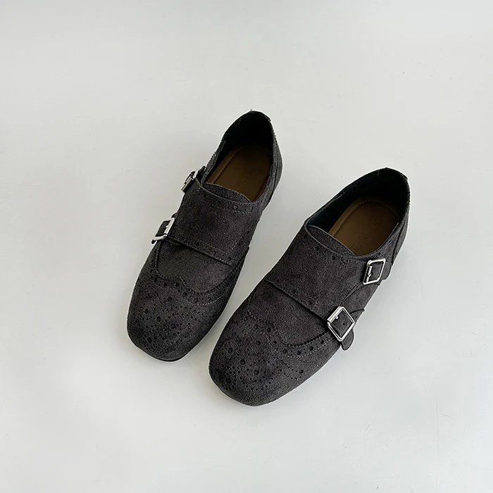 Damen Elegante Schnürschuhe mit doppeltem Riemen und feinem Brogue-Muster Heidi Mode - Image 3